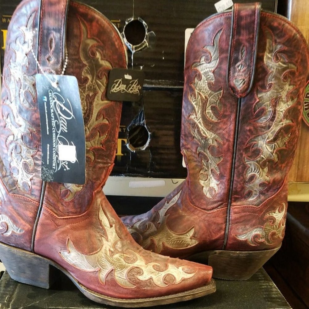 Dan Post Ladies Boots red inlay new Size 6 Or 6.5